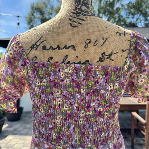 NWOT o.p.t Anthropologie Floral Boho Midi Dress with Slit Purple Size Medium - Picture 10 of 13